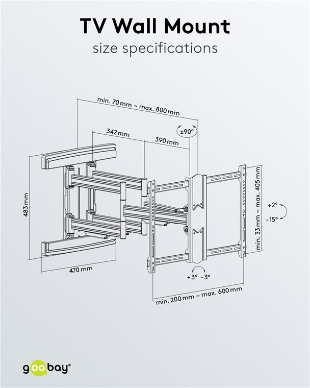 GOOBAY TV Wall Mount Pro Full Motion L Wide Range (37-70 Inch)