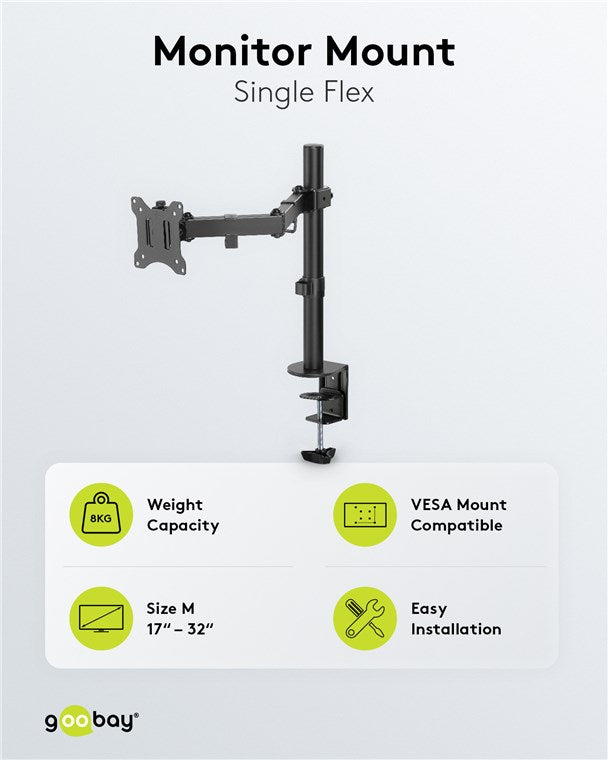 GOOBAY Monitor Mount Single Flex for Monitors between 17" and 32"