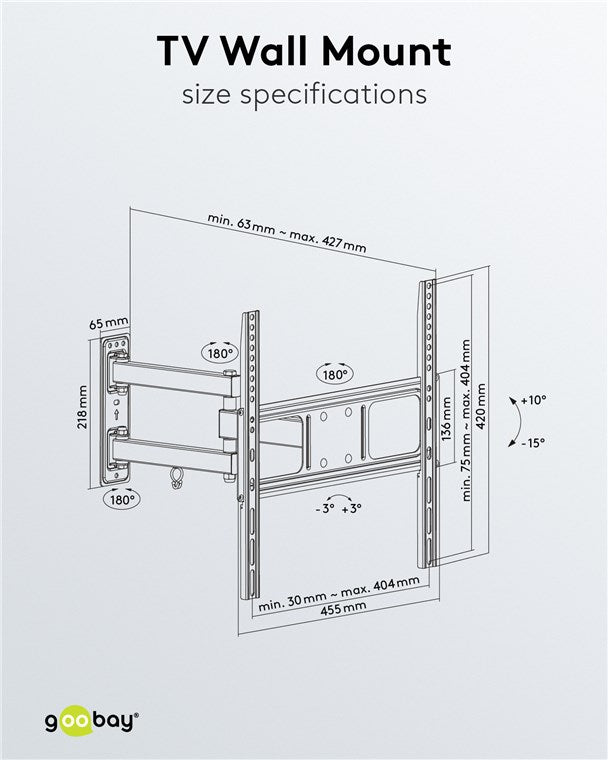 GOOBAY TV Wall mount Basic FULLMOTION (M) for TVs from 32" to 55"