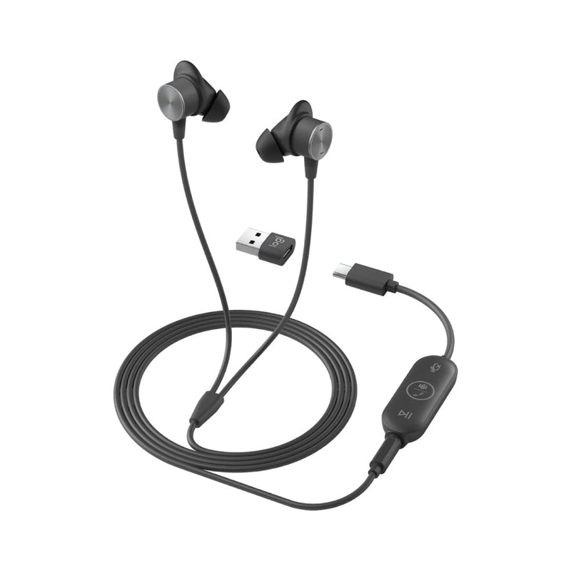 LOGITECH Zone Wired Earbuds with Noise Cancelling Mic