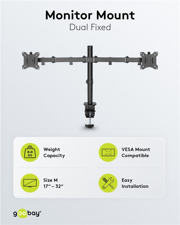 GOOBAY Dual Monitor Mount Flex for Monitors between 17" and 32"