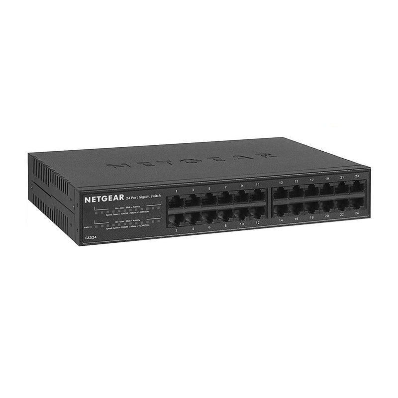 NETGEAR GS324 24-Port Gigabit Ethernet Unmanaged Switch - Desktop/Rackmount, Fanless Housing for Quiet Operation