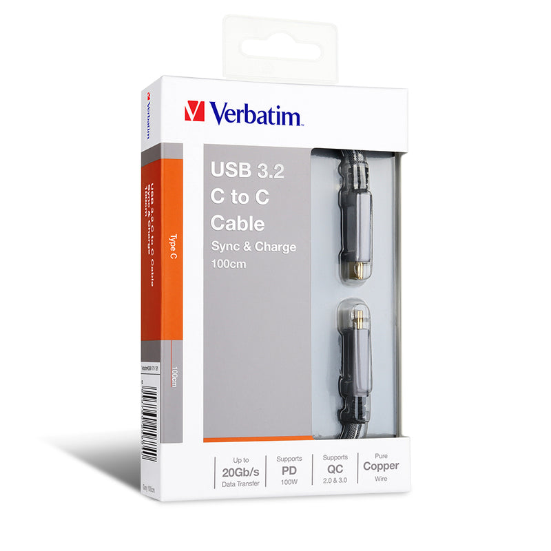 VERBATIM Sync & Charge USB3.2 C to C Cable-Black]