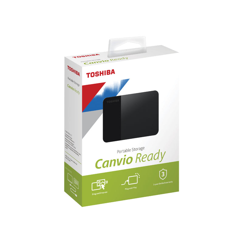 Toshiba Canvio Ready Portable External HDD, USB 3.2, Matte & Gloss finish, 3 Years Warranty