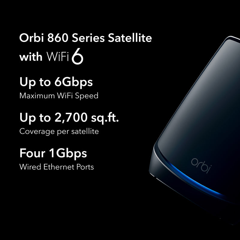 NETGEAR Orbi RBS860B AX6000 Tri-Band Add-On WiFi 6 Mesh Satellite