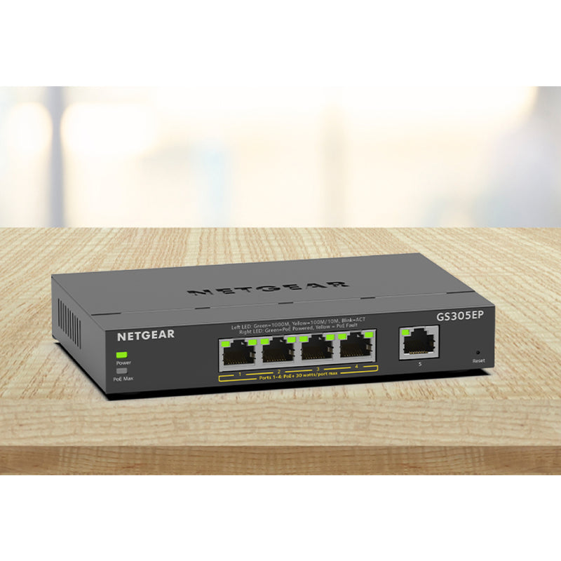 NETGEAR GS305EP 5-Port Gigabit Ethernet Plus Switch - with 4 x PoE+ @ 63W