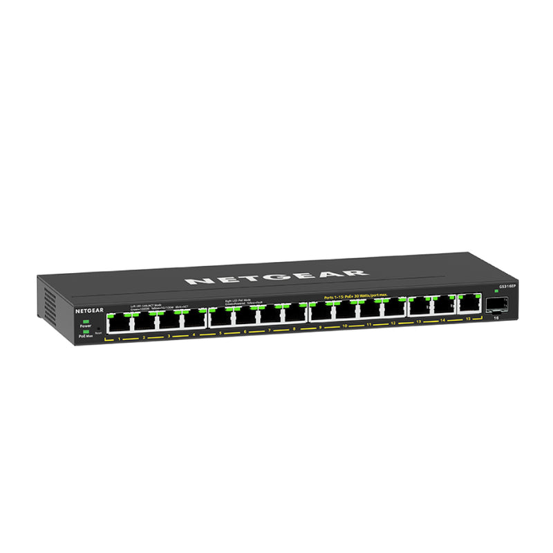 NETGEAR GS316EP 16-Port PoE Gigabit Ethernet Plus Switch - with 15 x PoE+ @ 180W