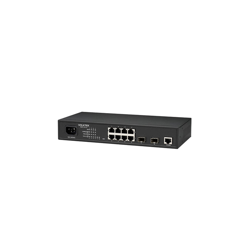 VOLKTEK MEN-3410B 8 Ports GbE Managed Access Switch with 2 SFP Ports, Intl. AC Power and Battery Charger Function