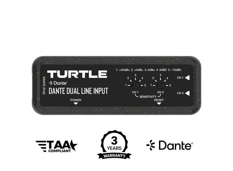 TURTLE AV - Dante Dual Channel Analog Line Input Adapter with Gain Con ...
