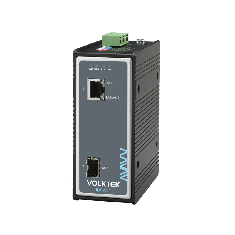 VOLKTEK IMC-661 10/100/1000 RJ45 to FX/GbE SFP Industrial Converter