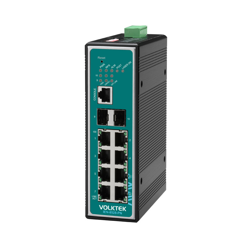 VOLKTEK IEN-8528-PN 8 Ports FE PROFINET Compliance Managed Switch with 2 GbE SFP Ports