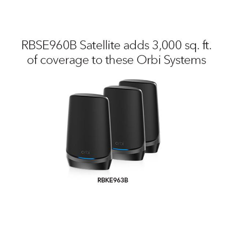 Orbi 960 Quad-Band WiFi 6E Mesh Add-on Satellite - AXE11000 10.8Gbps - Black (RBKE960B)