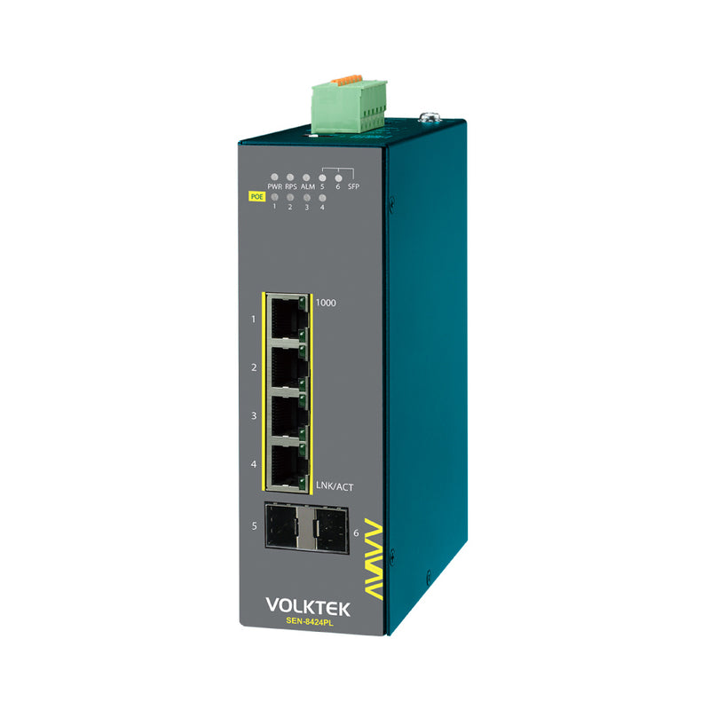 VOLKTEK SEN-8424PL 4 Ports GbE Lite Managed PoE+ Switch with 2 SFP Ports