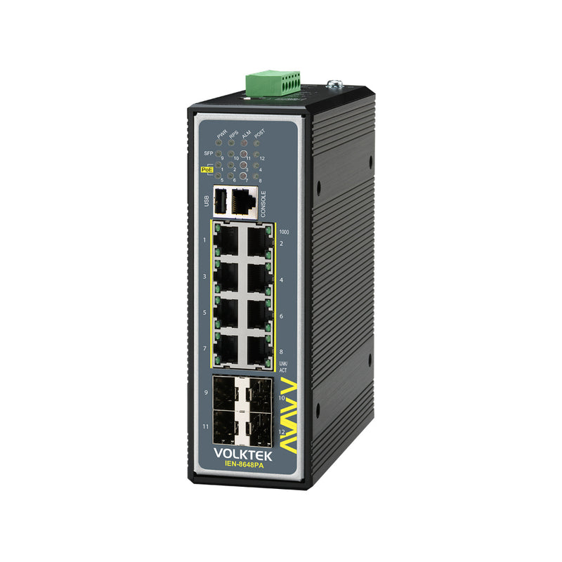 VOLKTEK IEN-8648PA 8 Ports GbE Managed PoE+ Switch with 4 SFP Ports