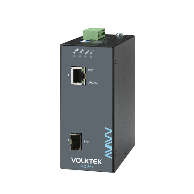 VOLKTEK IMC-561 10/100/1000 RJ45 to FX/GbE SFP Industrial Converter