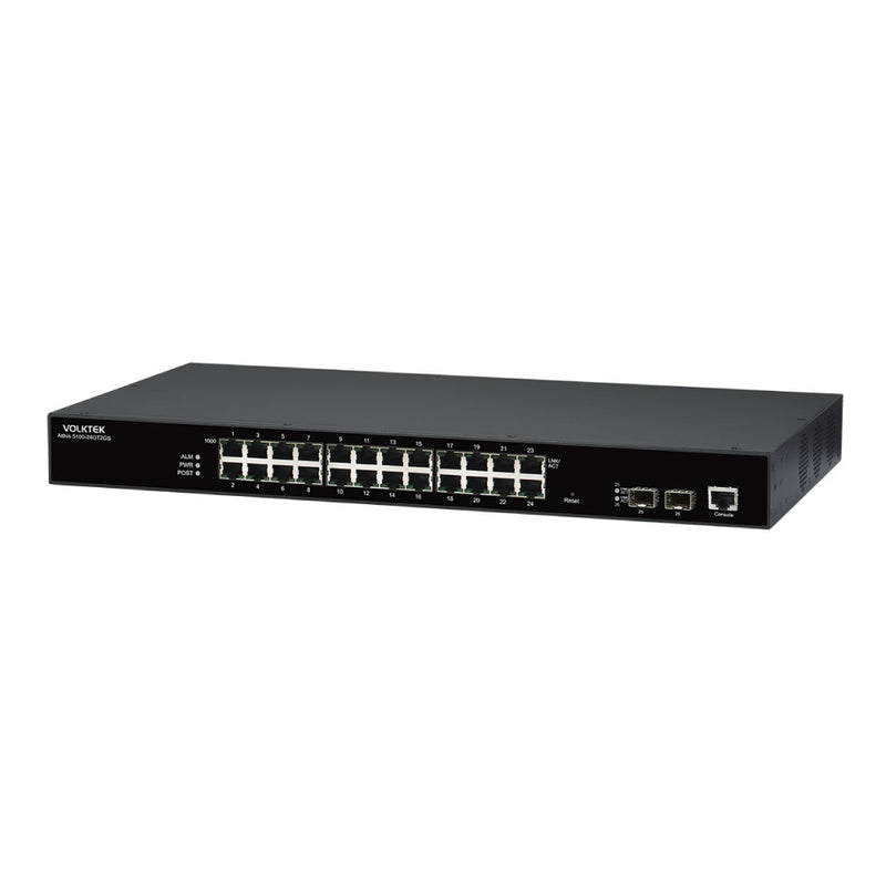 VOLKTEK Atthis 5100-24GT2GS-A-C 24 Ports GbE Managed Access Switch with 2 SFP Ports and Intl. AC Power