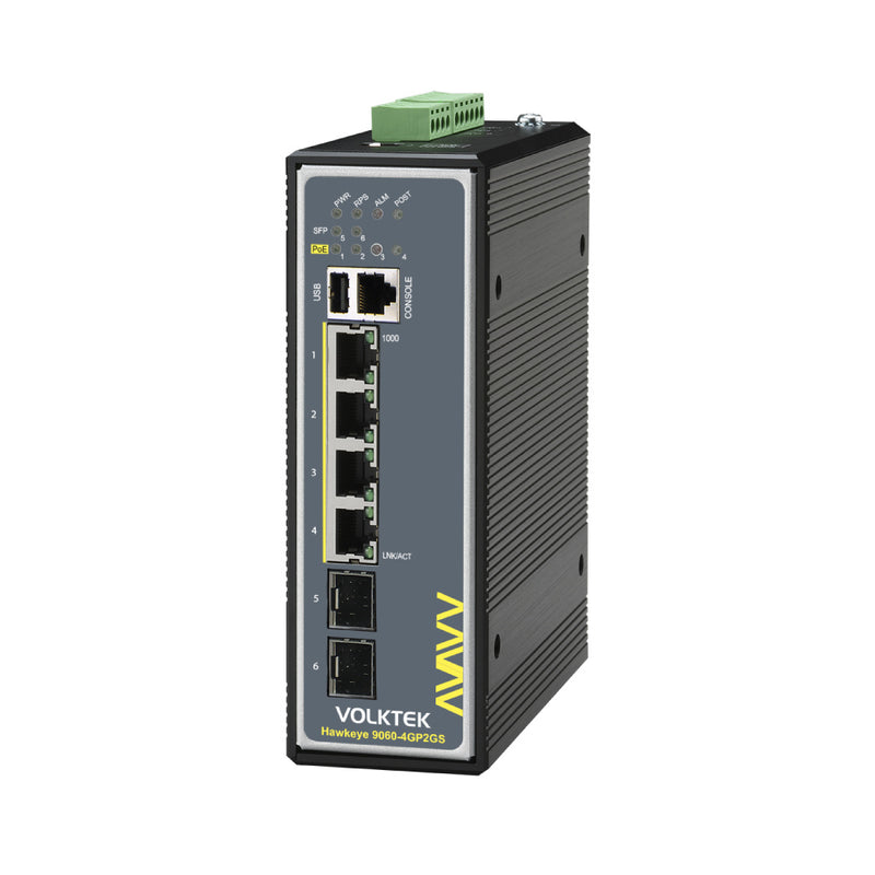 VOLKTEK 9060-4GP2GS-240W-I 4 Ports GbE Managed PoE+ Switch with 2 SFP Ports