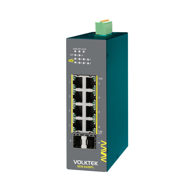 VOLKTEK SEN-8428PL 8 Ports GbE Lite Managed PoE+ Switch with 2 SFP Ports