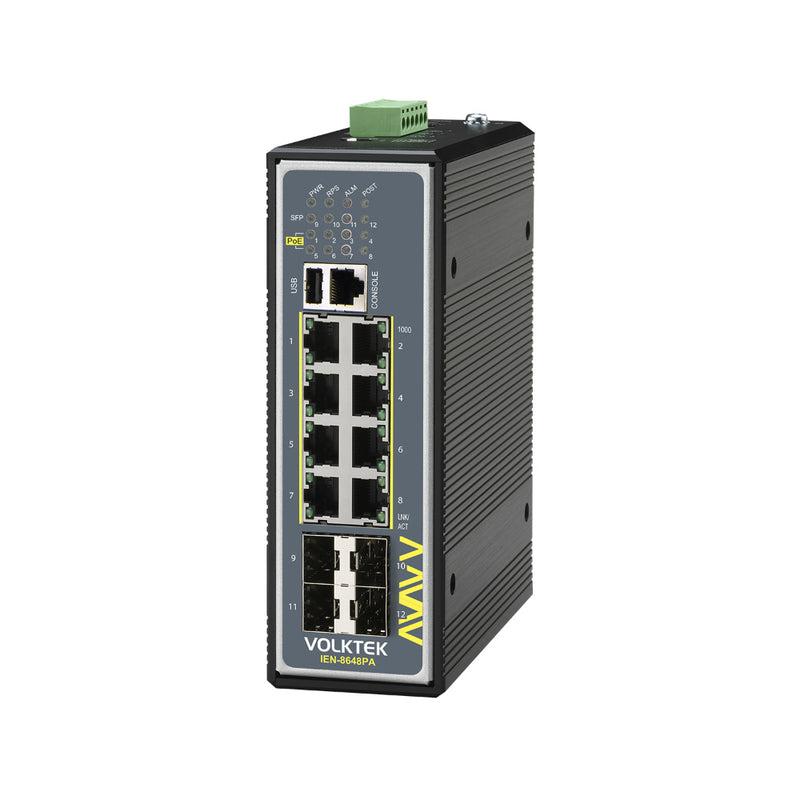 VOLKTEK IEN-8648PA-24V 8 Ports GbE Managed PoE+ Switch with 4 SFP Ports