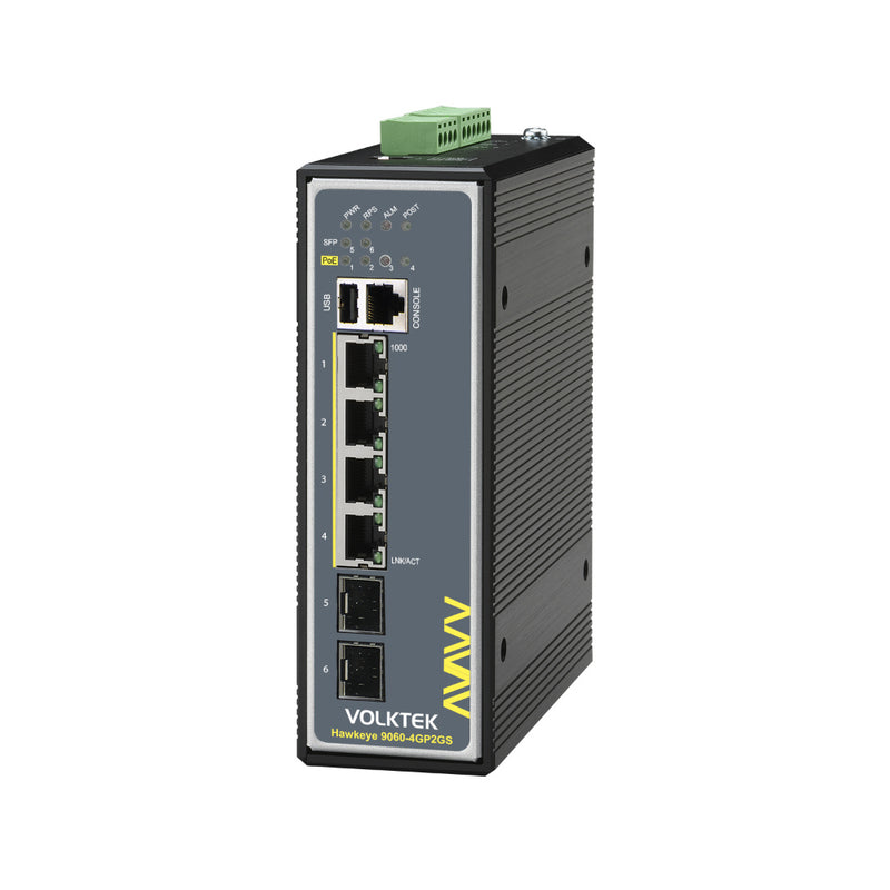 VOLKTEK 9060-4GP2GS-360W-I 4 Ports GbE Managed PoE+ Switch with 2 SFP Ports