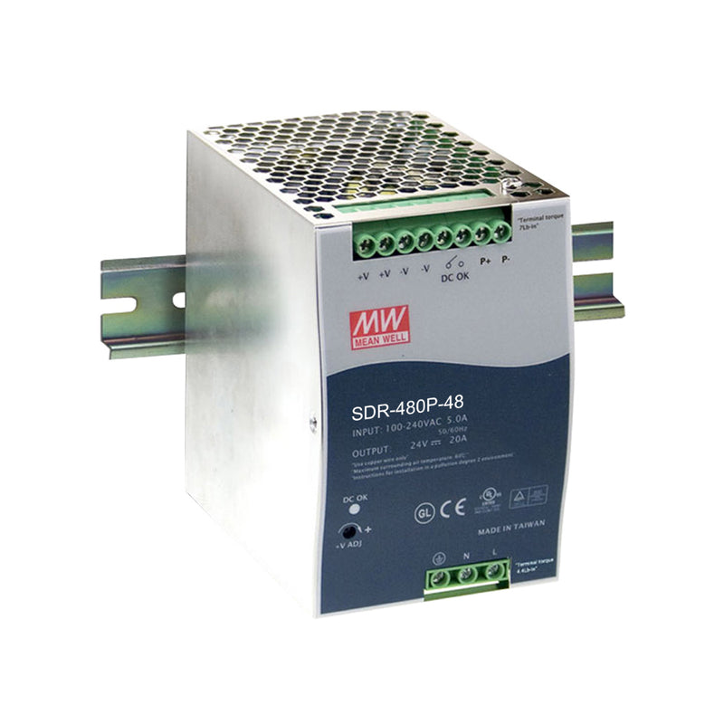 VOLKTEK SDR-480-48 DIN-Rail 480W, 48VDC, Industrial Power Supply with PFC Parallel Function