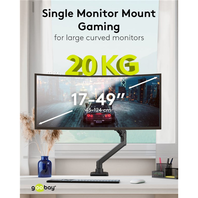 GOOBAY Single Monitor Mount Gaming with Gas Spring (17-49 Inch)