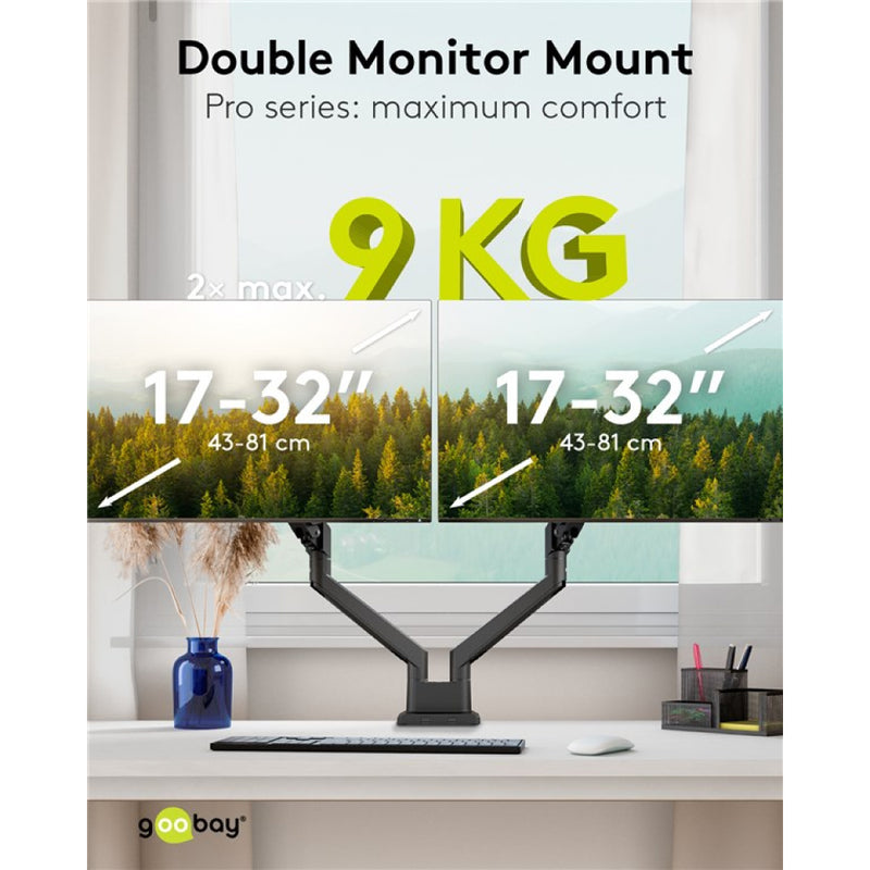 GOOBAY Dual Monitor Mount with Gas Spring (17 to 32 inches)