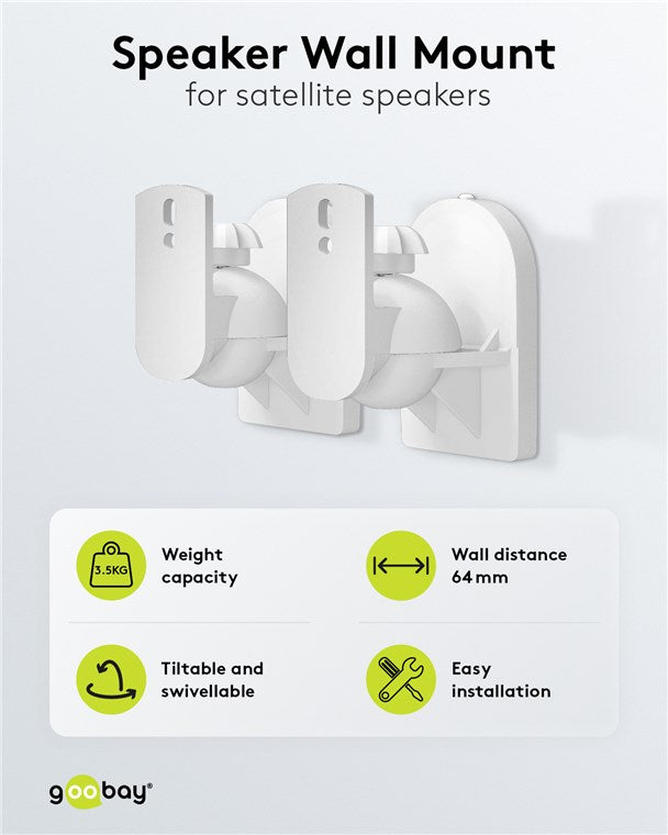 GOOBAY White Universal Speaker Mount - 2 pcs