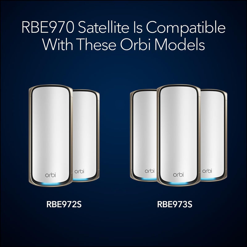 Orbi 970 Quad-Band WiFi 7 Mesh Add-on Satellite - BE27000 27Gbps - White (RBE970)