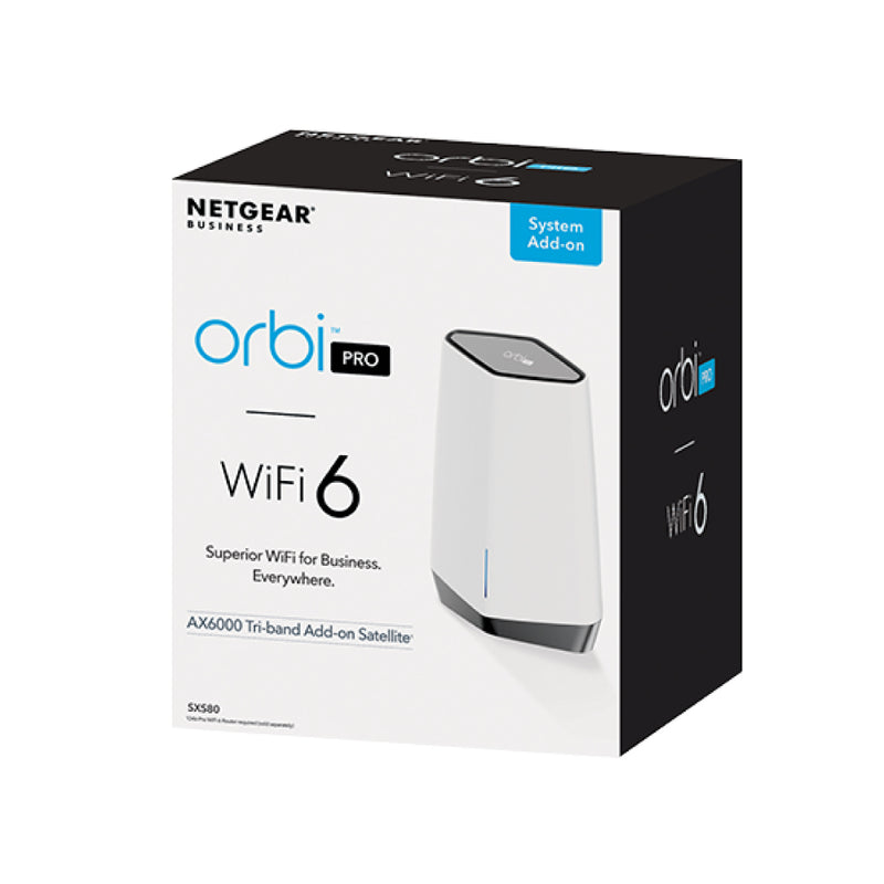 NETGEAR Orbi Pro SXS80 Tri-band Mesh WiFi 6 Add-on Satellite - AX6000