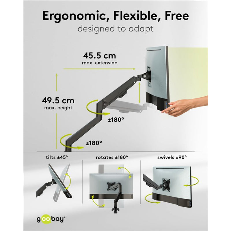 GOOBAY Dual Monitor Mount with Gas Spring (17 to 32 inches)