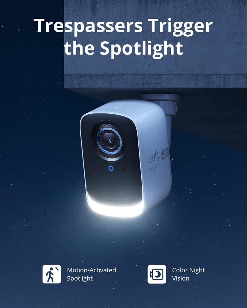 EUFY T8161 eufyCam 3C S300 add-on Cam 4k Resolution, Build In spotlight, IP65 weatherproof 