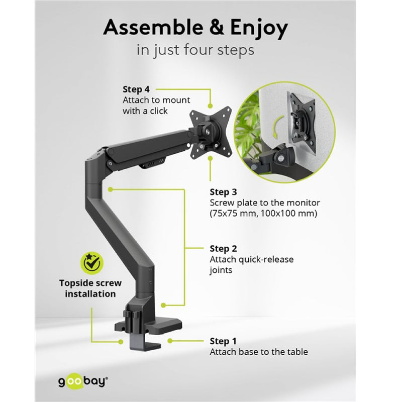 GOOBAY Single Monitor Mount with Gas Spring (17-32 Inch)