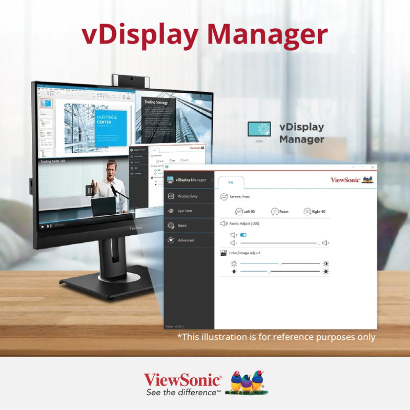 VIEWSONIC VG2757V-2K 27” QHD 100Hz Video Conferencing Docking Monitor with Windows Hello and Zoom® Certified Pop-up Webcam and 5W speakers