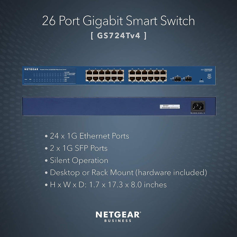NETGEAR GS724Tv4 24-Port Gigabit Ethernet Smart Managed Pro Switch