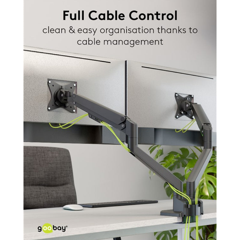 GOOBAY Dual Monitor Mount with Gas Spring (17 to 32 inches)