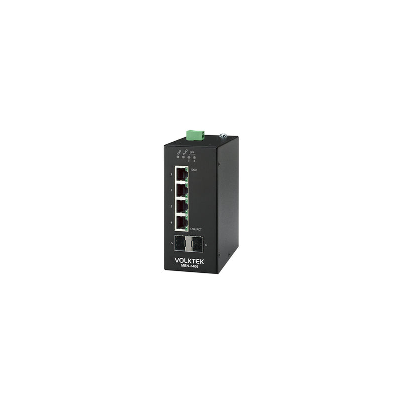 VOLKTEK MEN-3406 4 Ports GbE Managed Access Switch with 2 SFP Ports and Extl. AC Power