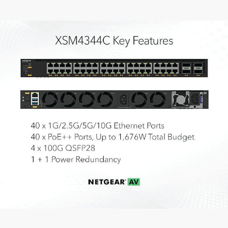 NETGEAR M4350-40X4C Fully Managed Switch (XSM4344C) 40x10G/Multi-Gig PoE++ 4xQSFP28 100G