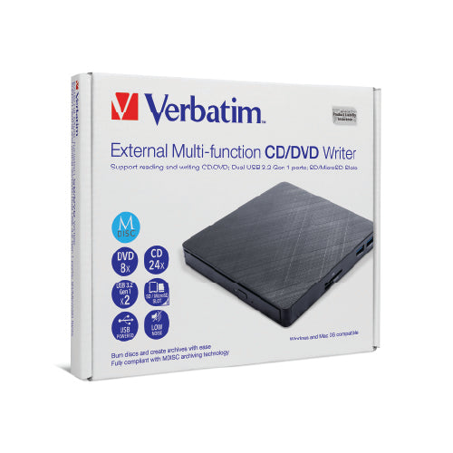 Verbatim External Mobile Multi-Function CD/DVD Writer, USB 3.2 Gen1