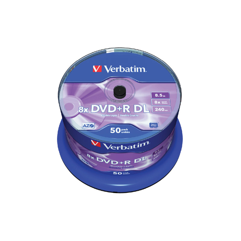 Verbatim DVD+R DL 8.5GB 8X Matt Silver 50pk Spindle