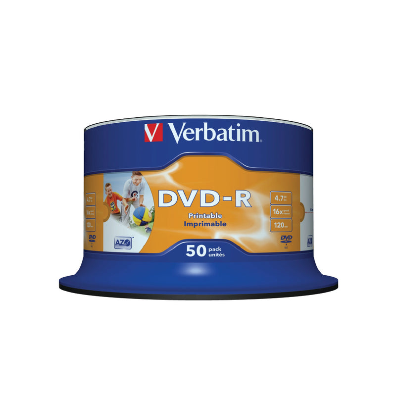 Verbatim DVD-R 4.7GB 16X IJP Hub 50pk Spindle