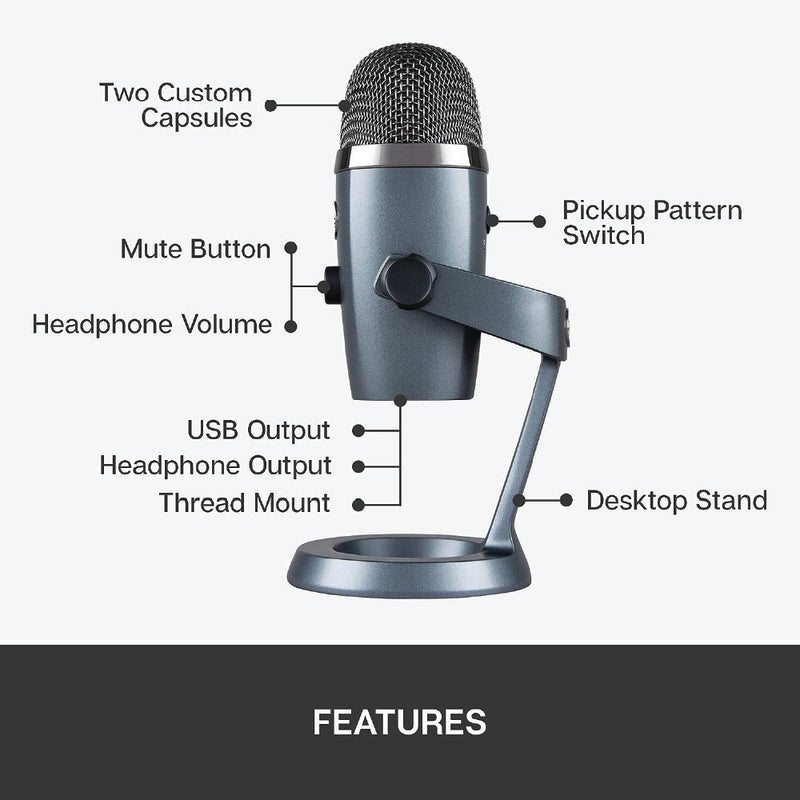 LOGITECH G YETI X Professional Multi-Pattern USB Microphone with Blue VO!CE