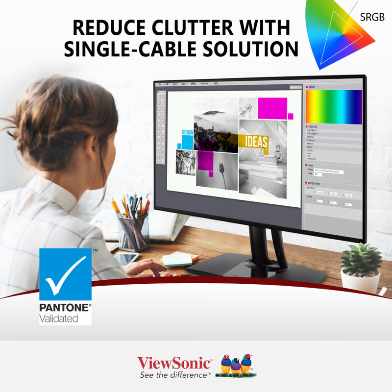VIEWSONIC VP3256-4K 32" ColorPro 4K UHD Pantone Validated 100% sRGB Monitor with 60W USB-C