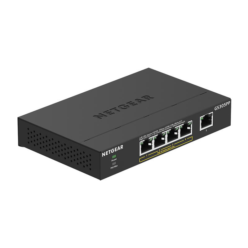 NETGEAR GS305PP 5-Port Gigabit Ethernet Unmanaged PoE+ Switch - with 4 x PoE @ 83W