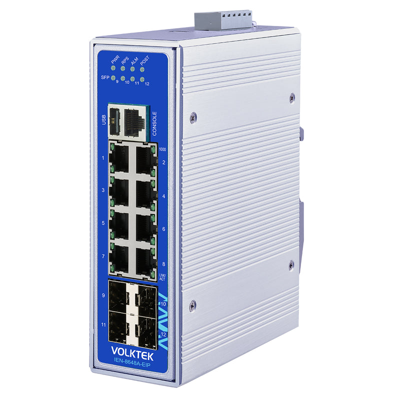 VOLKTEK IEN-8648A-EIP 8 Ports GbE Ethernet/IP Switch with 4 SFP Ports