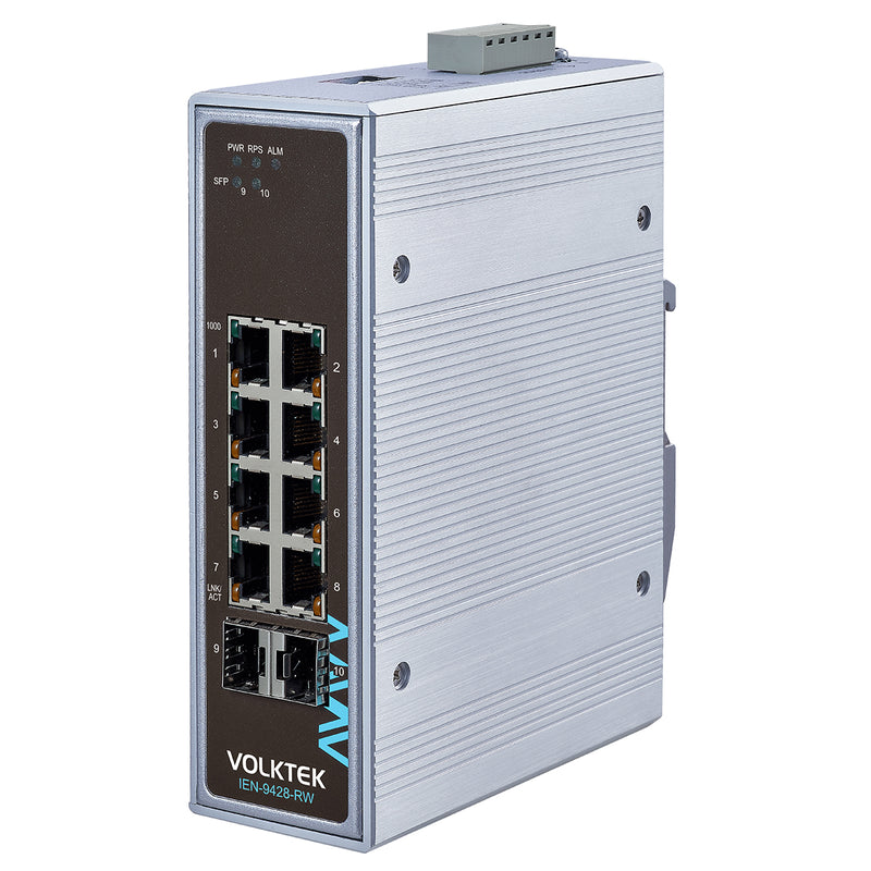 VOLKTEK IEN-9428-RW 8 Ports GbE Railway Certified Unmanaged Switch with 2 SFP Ports