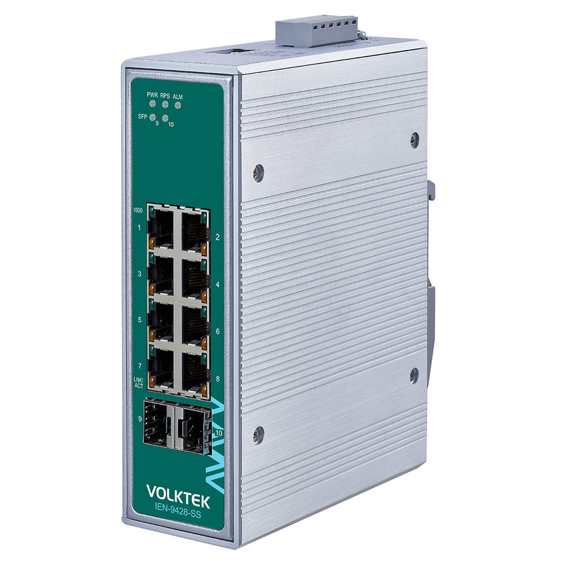 VOLKTEK IEN-9428-SS 8 Ports GbE Substation Certified Unmanaged Switch with 2 SFP Ports