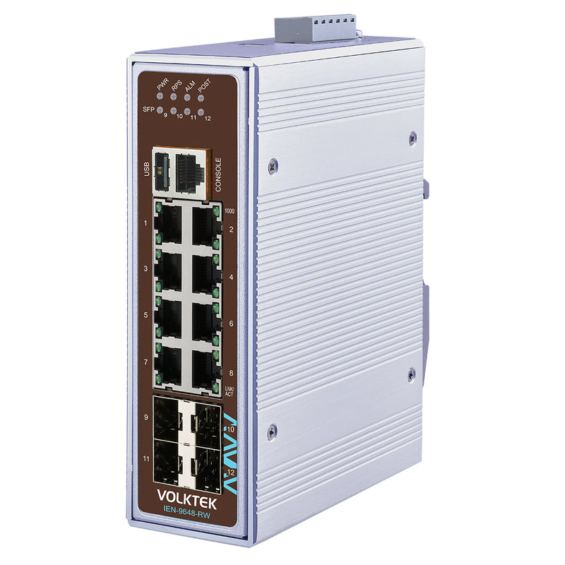 VOLKTEK IEN-9648-RW 8 Ports GbE Railway Certified Managed Switch with 4 SFP Ports