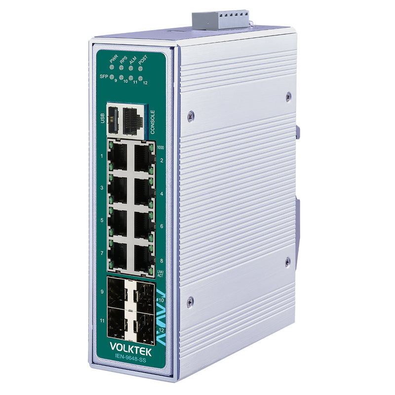VOLKTEK IEN-9648-SS 8 Ports GbE Substation Certified Managed Switch with 4 SFP Ports