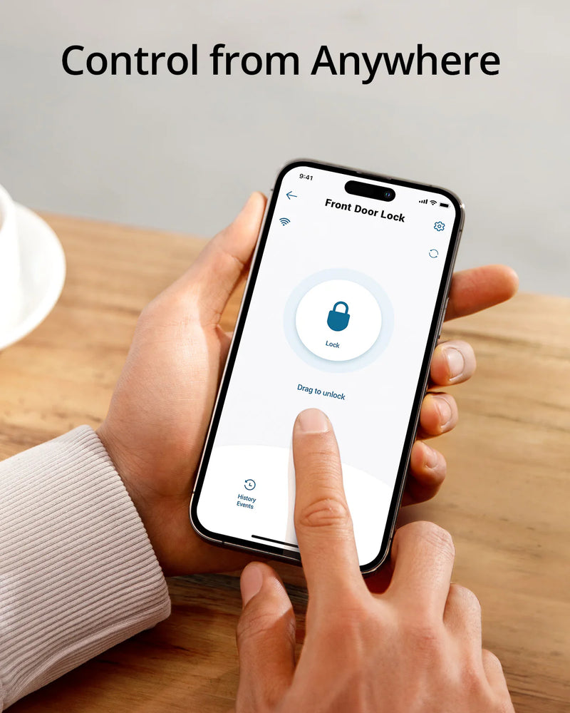 EUFY T8502 Smart Lock C210,Built-In Wi-Fi, IPX3 Waterproof, App remote control, key lock